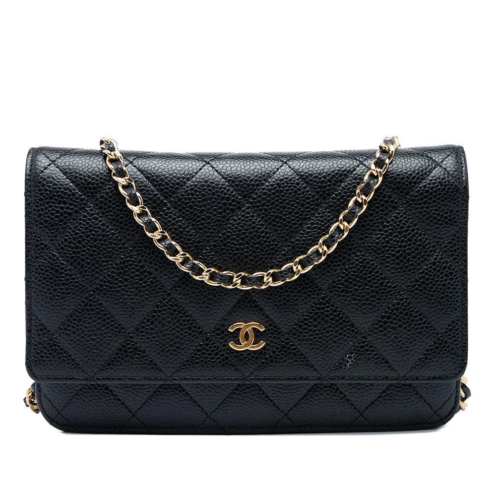 Pre-Loved Chanel CC Quilted Caviar Wallet on Chain